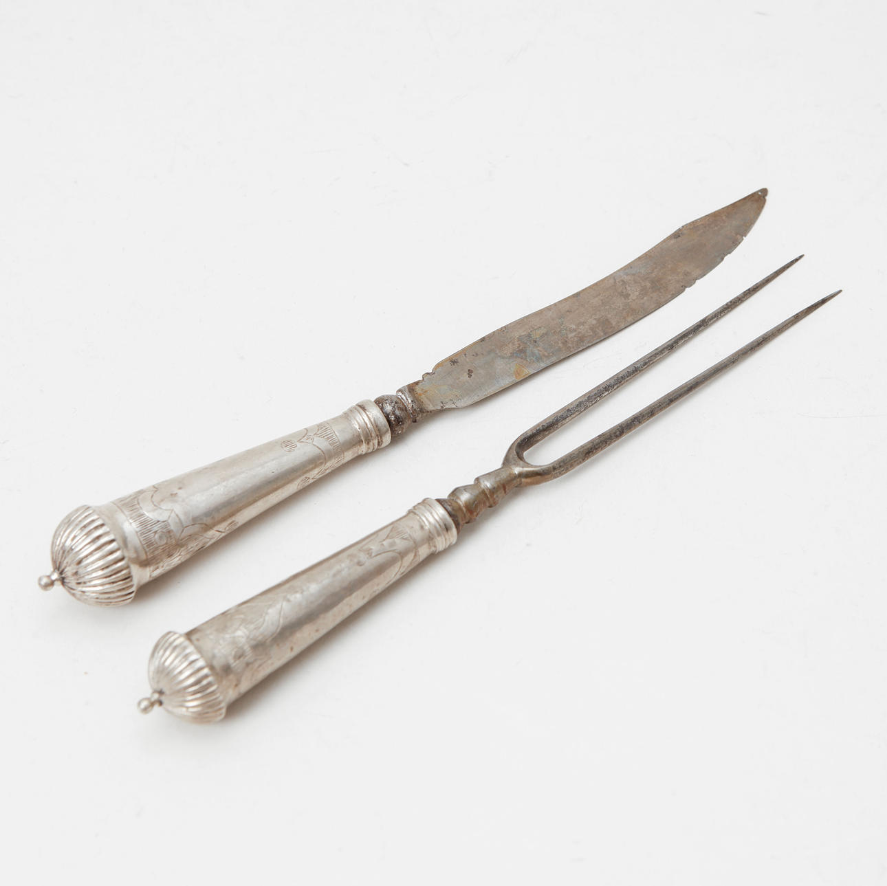 RESEBESTICK, ett par, silver, 1700-tal.