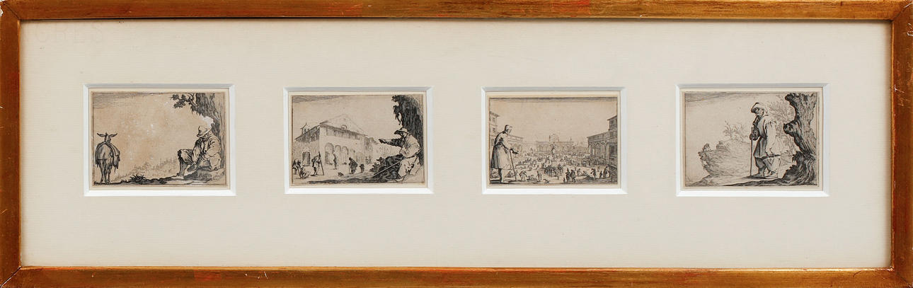 JACQUES CALLOT. Etchings, 4 pieces, later deductions.