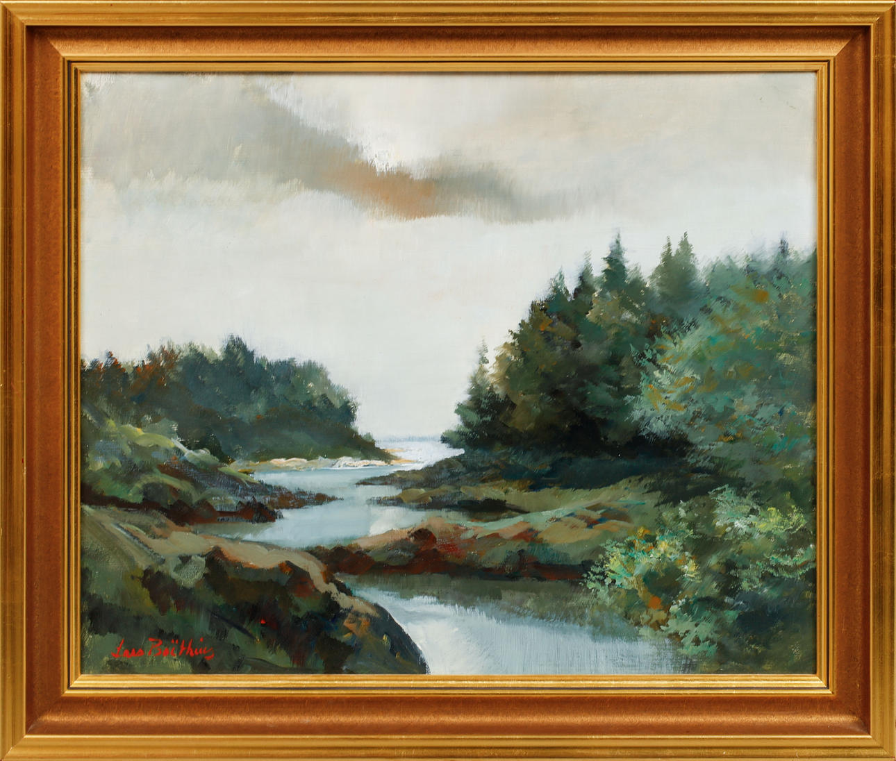 LARS BOËTHIUS. “Dalarö”, oil on panel, signed.