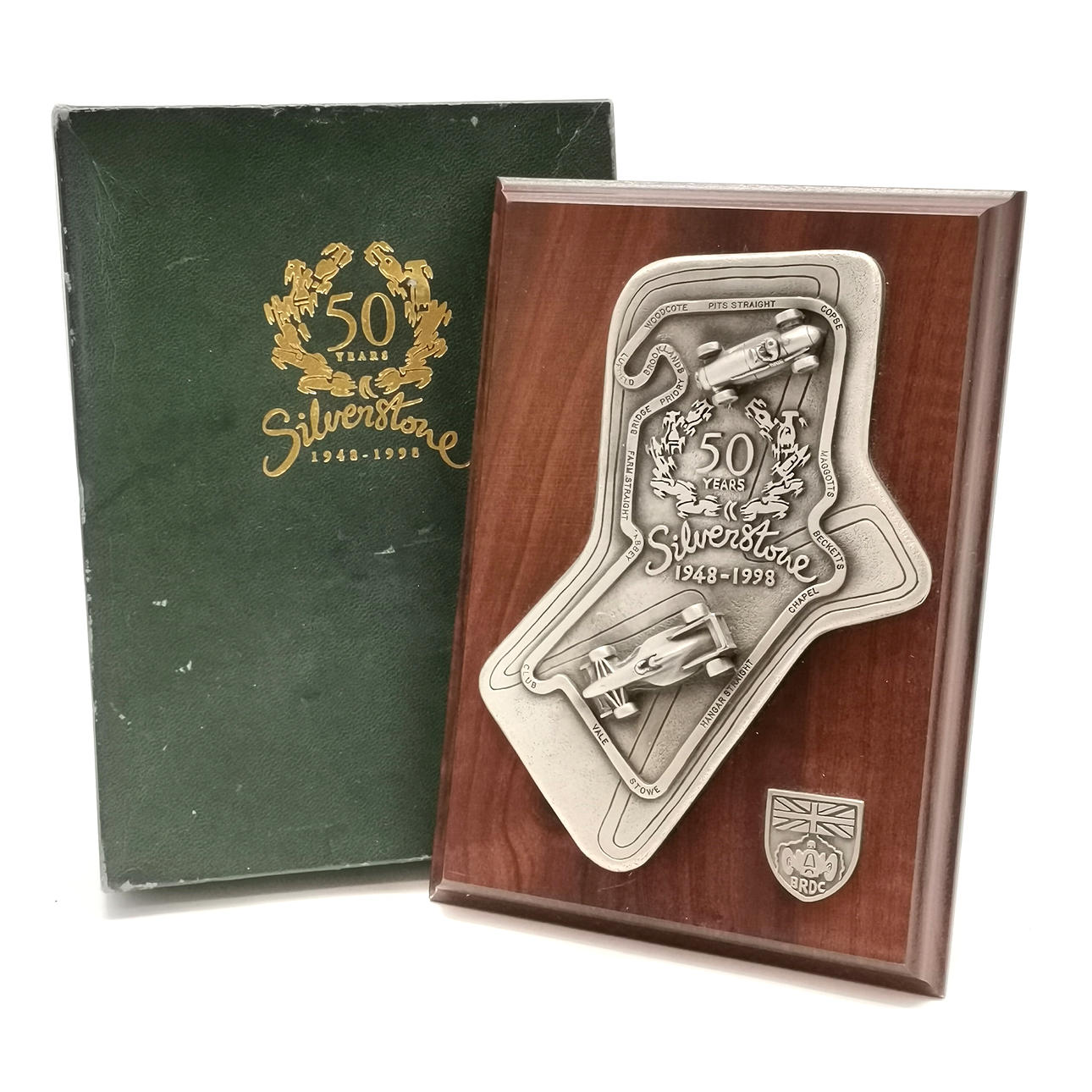 SILVERSTONE 50TH ANNIVERSARY DESK WEIGHT.