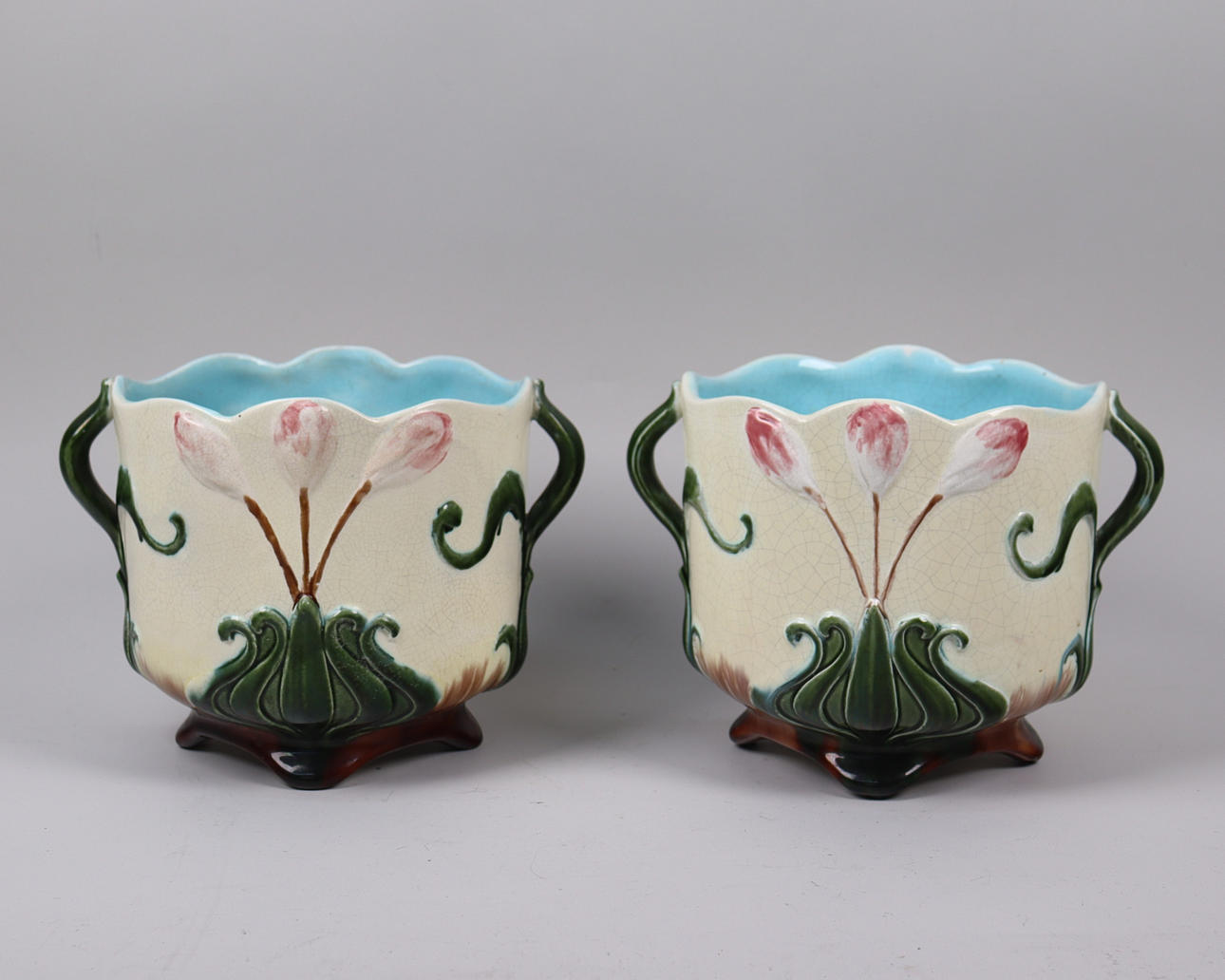 YTTERFODER, jugend, Rörstrand, majolika, sekelskiftet 1900, 1 par.