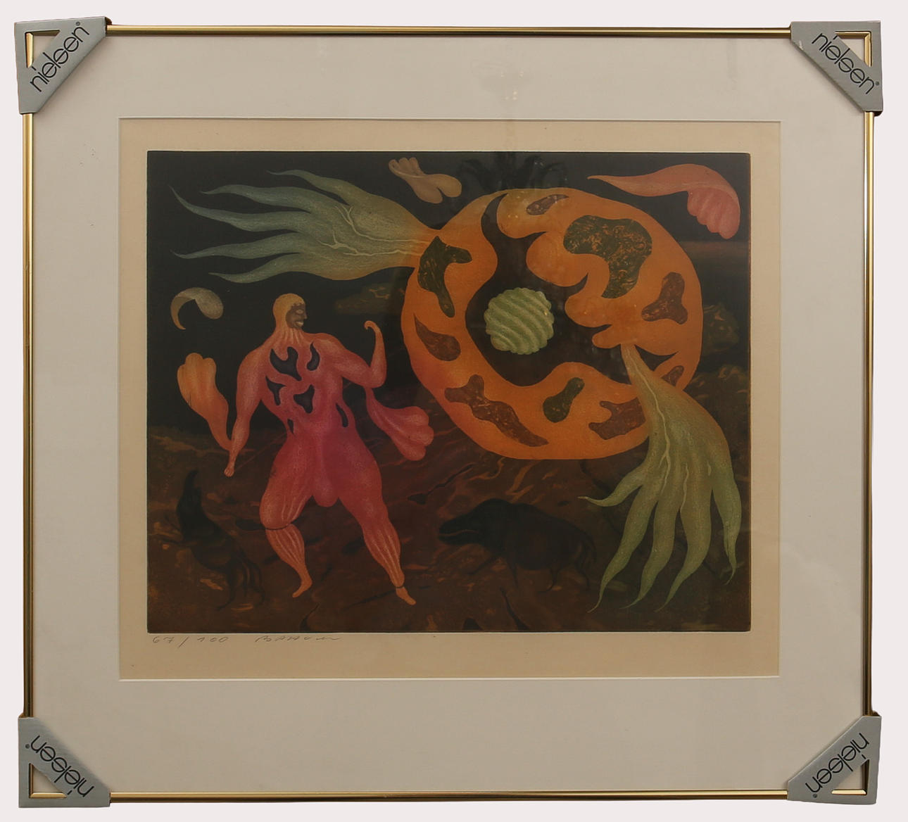 ARIK BRAUER. Colour etching, composition, numbered 67/100, signed Brauer.