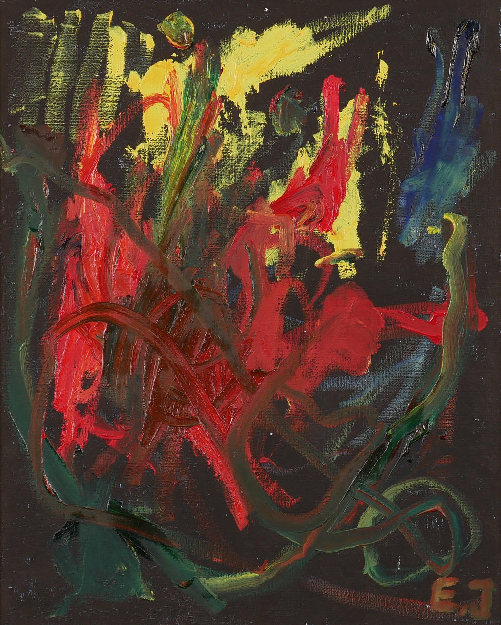 OIDENTIFIERAD KONSTNÄR. Oil on canvas, signed E.J.
