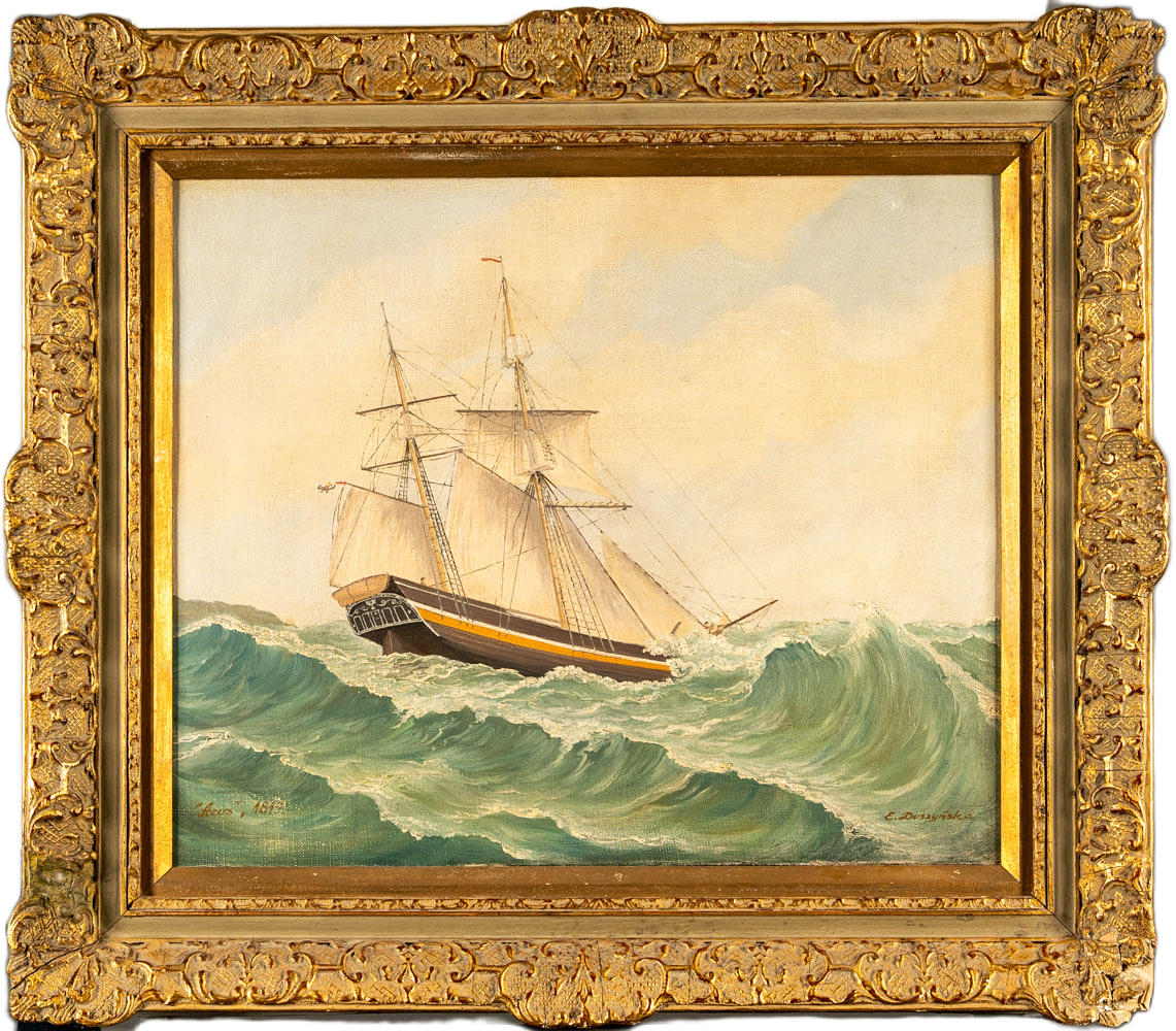 E. DUSZYŃSKA. Oil on panel, "Aecre", Signed & dated 1819.