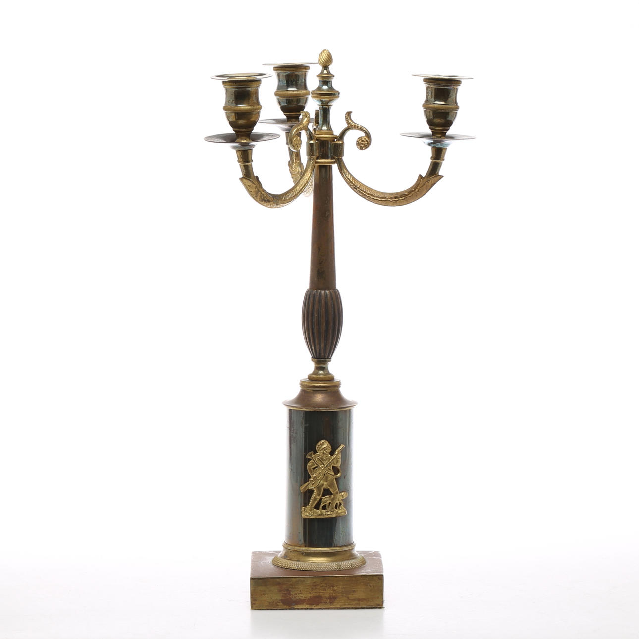 KANDELABER, mässing, senempire, 1800-talets första hälft.