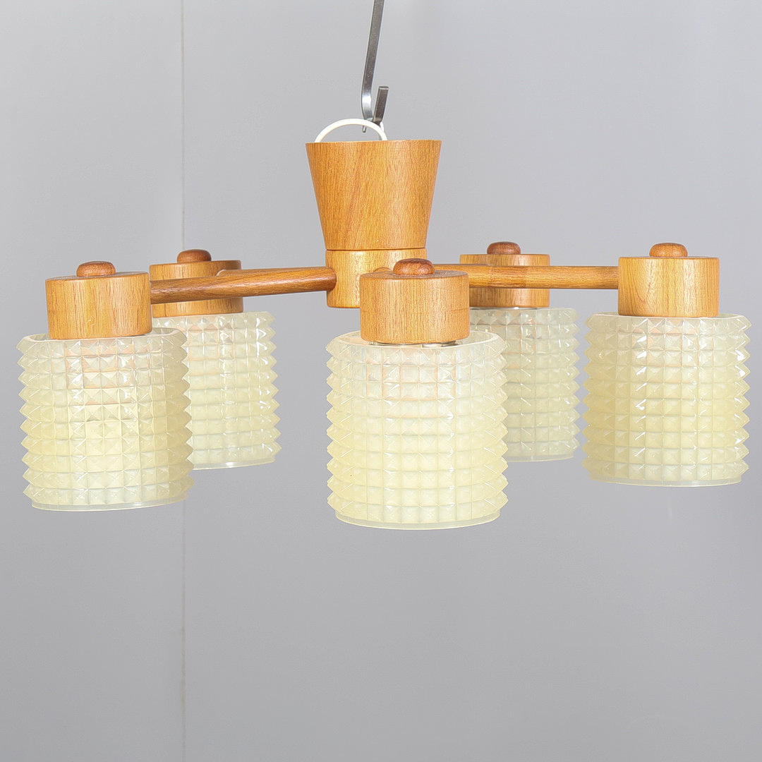 A teak ceiling lamp, plastic, 1950s/60s.