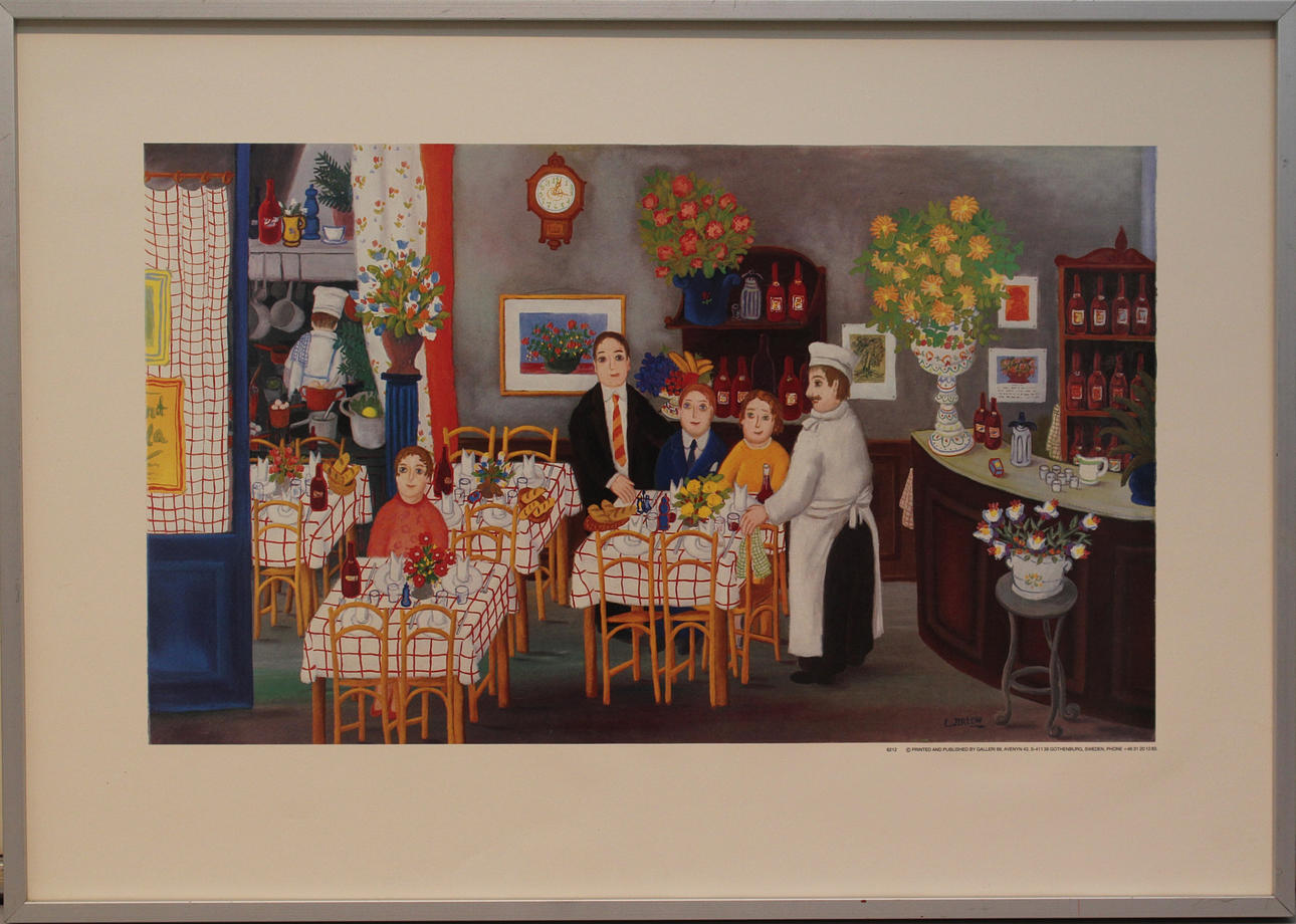 LENNART JIRLOW. I restaurangen. Offsettryck. Signerad i trycket J Jirlow.