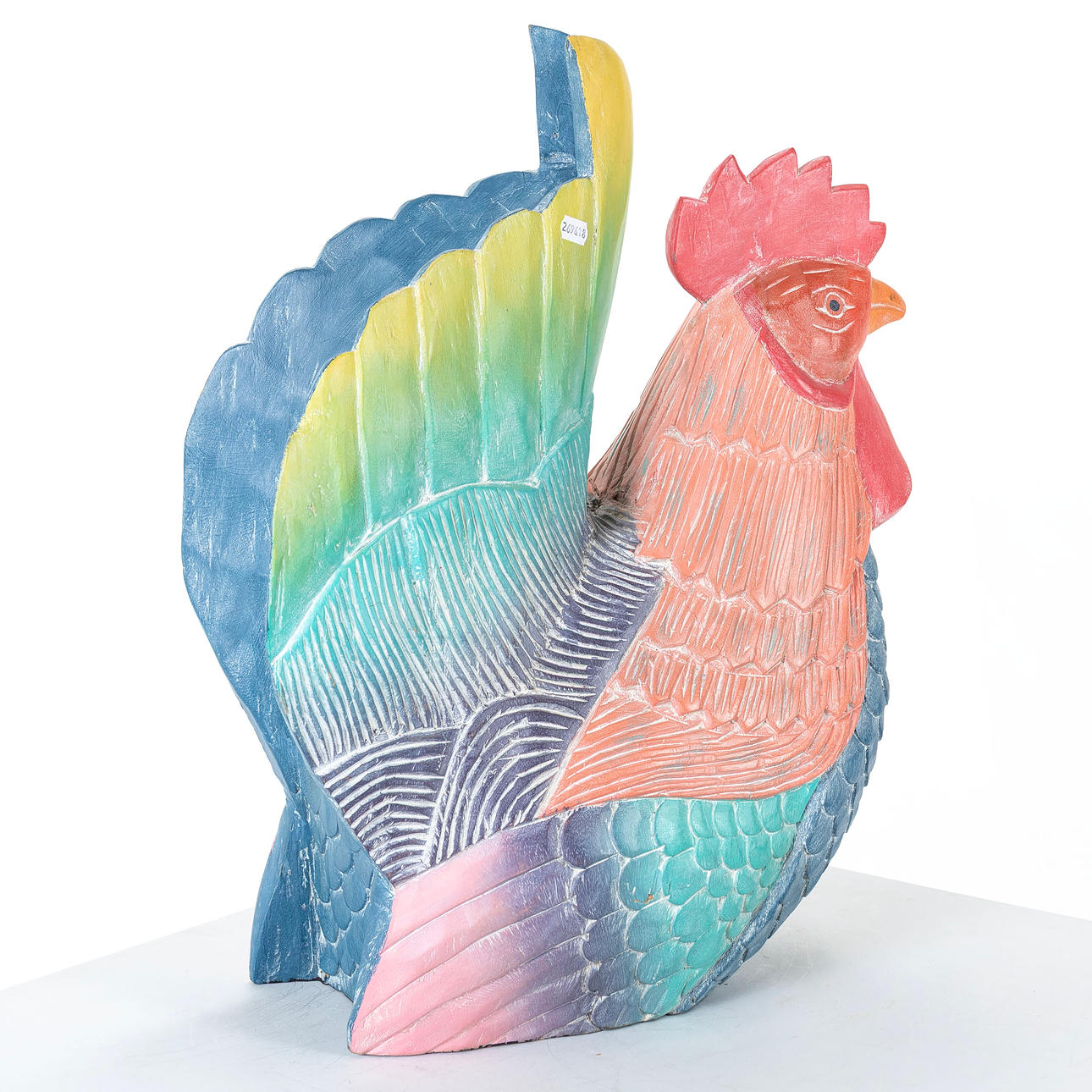ROOSTER, painted and cut wood.