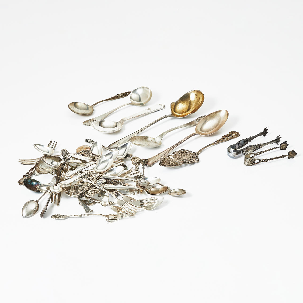 CUTLERY, 53 pcs, silver, various models, makers and years.