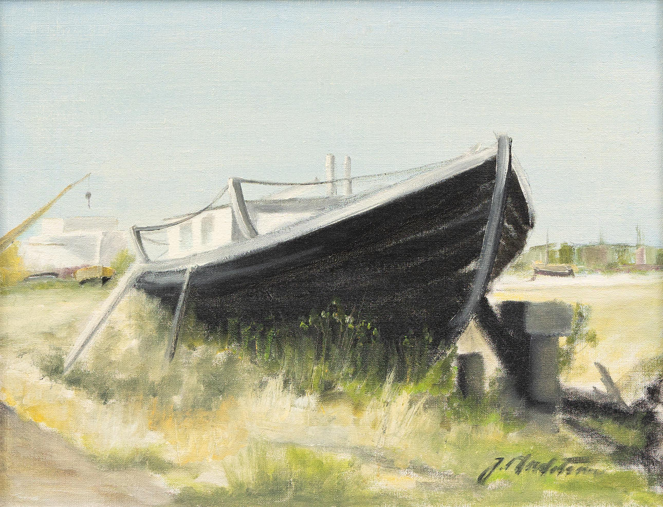OIDENTIFIERAD KONSTNÄR. “Småbåshamnen, Malmö”, oil on canvas, signed J Andersson and dated -78.