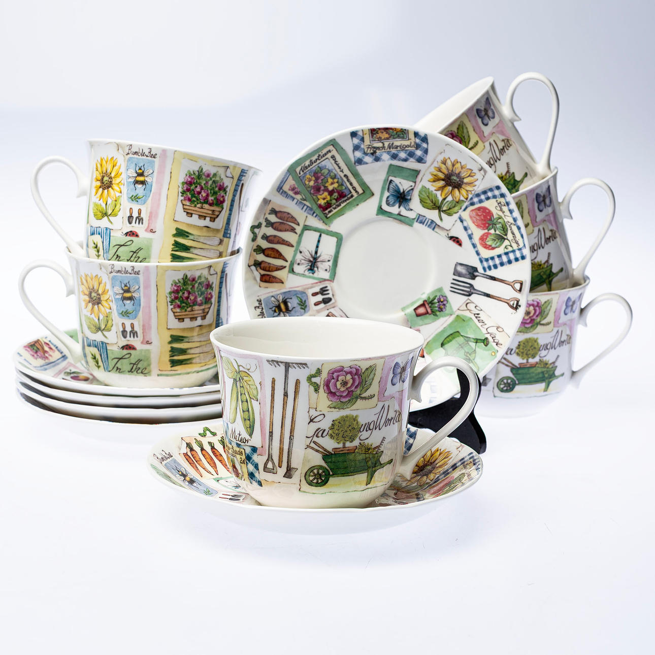 A 12-piece tea set, Roy Kirkham “My Garden”.