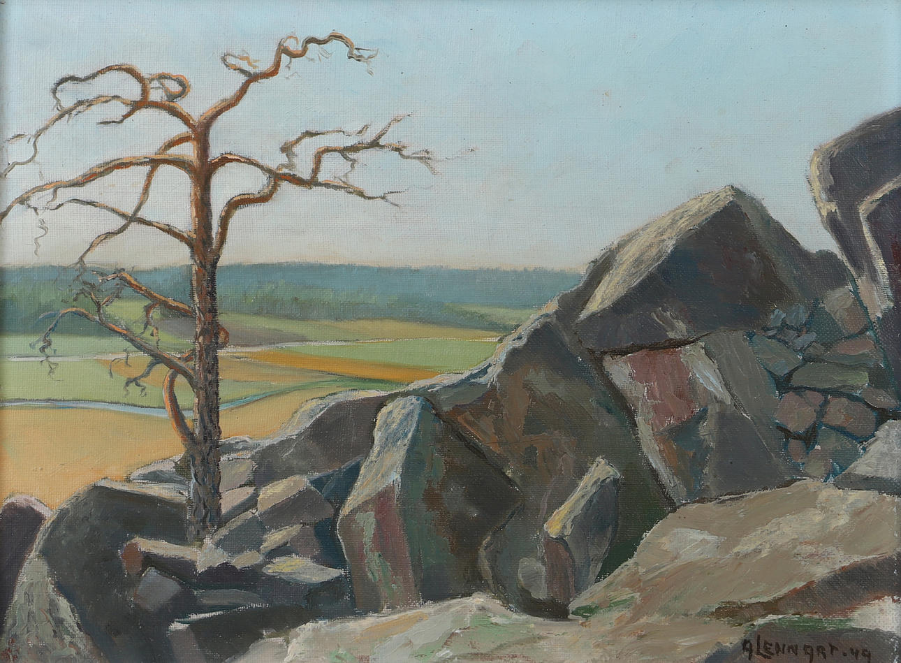 OIDENTIFIERAD KONSTNÄR. Landscape, oil on canvas, indistinctly signed.