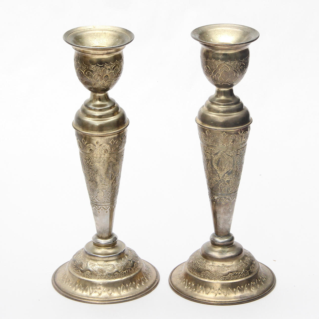 CANDLESTICKS, 1 pair, thin metal, modern.