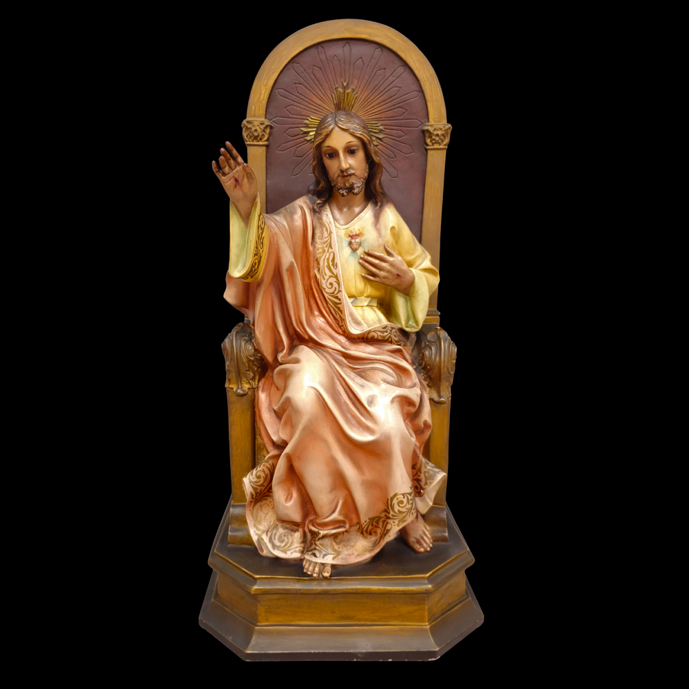 SACRED HEART IN POLYCHROME STUCCO.