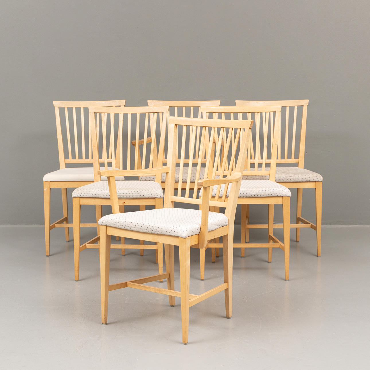 CARL MALMSTEN. Stole "Vardags", 6 stk., birk, Stolab.