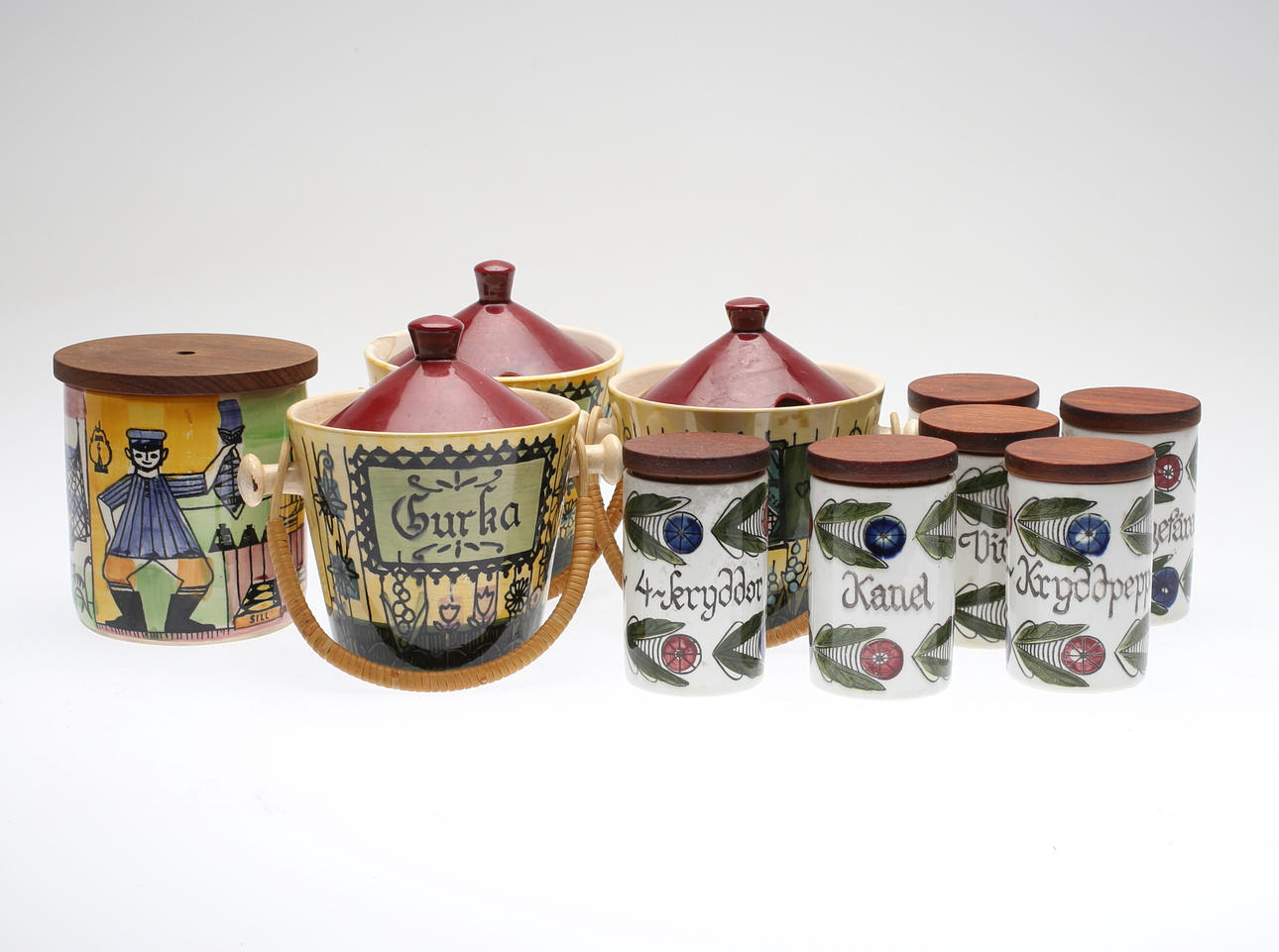 KRYDDBURKAR, 10 st (6+3+1), Deco, Rörstrand, Jie.