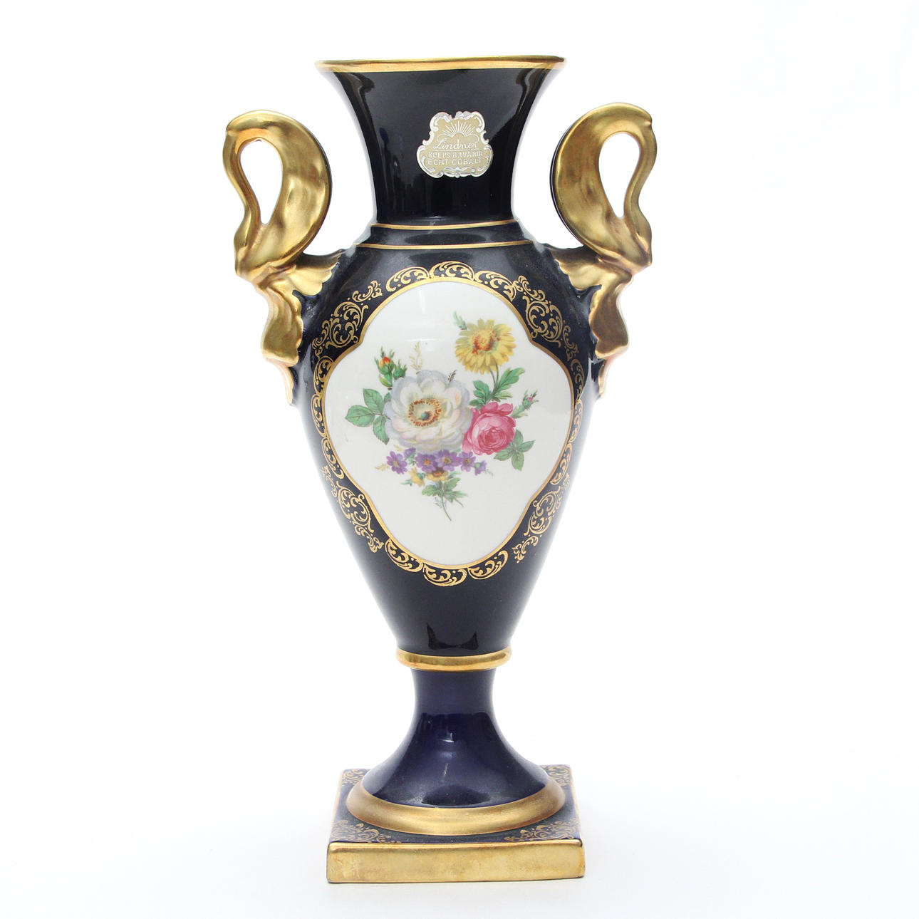 A porcelain vase, Bavaria, Cobalt.