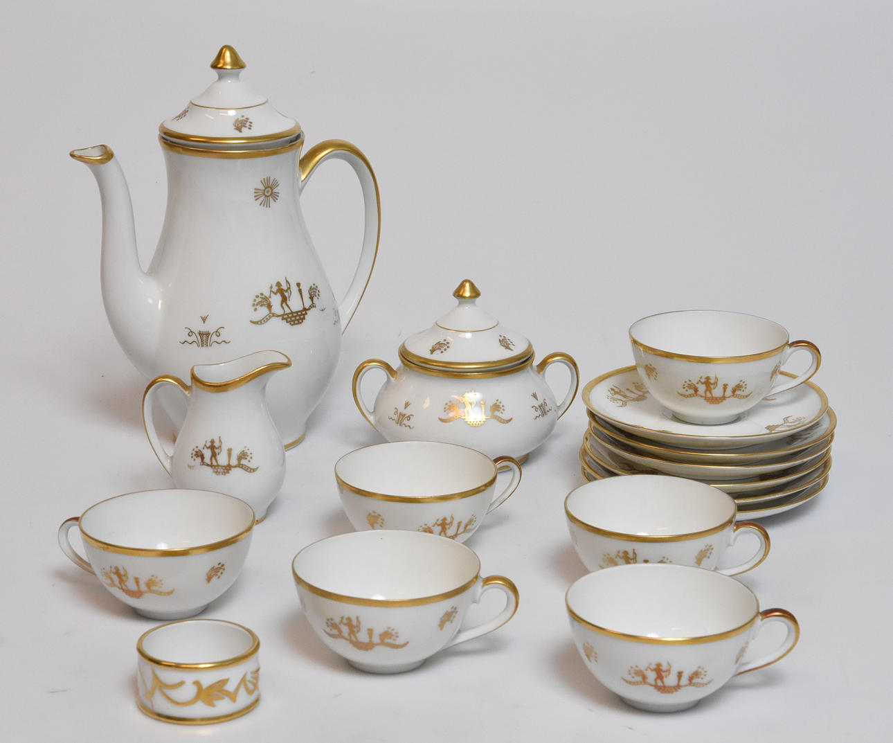 ESPRESSOKOPPAR, 16 delar " Hald " Swedish grace, Edward Hald Karlskronas porslinsfabrik.