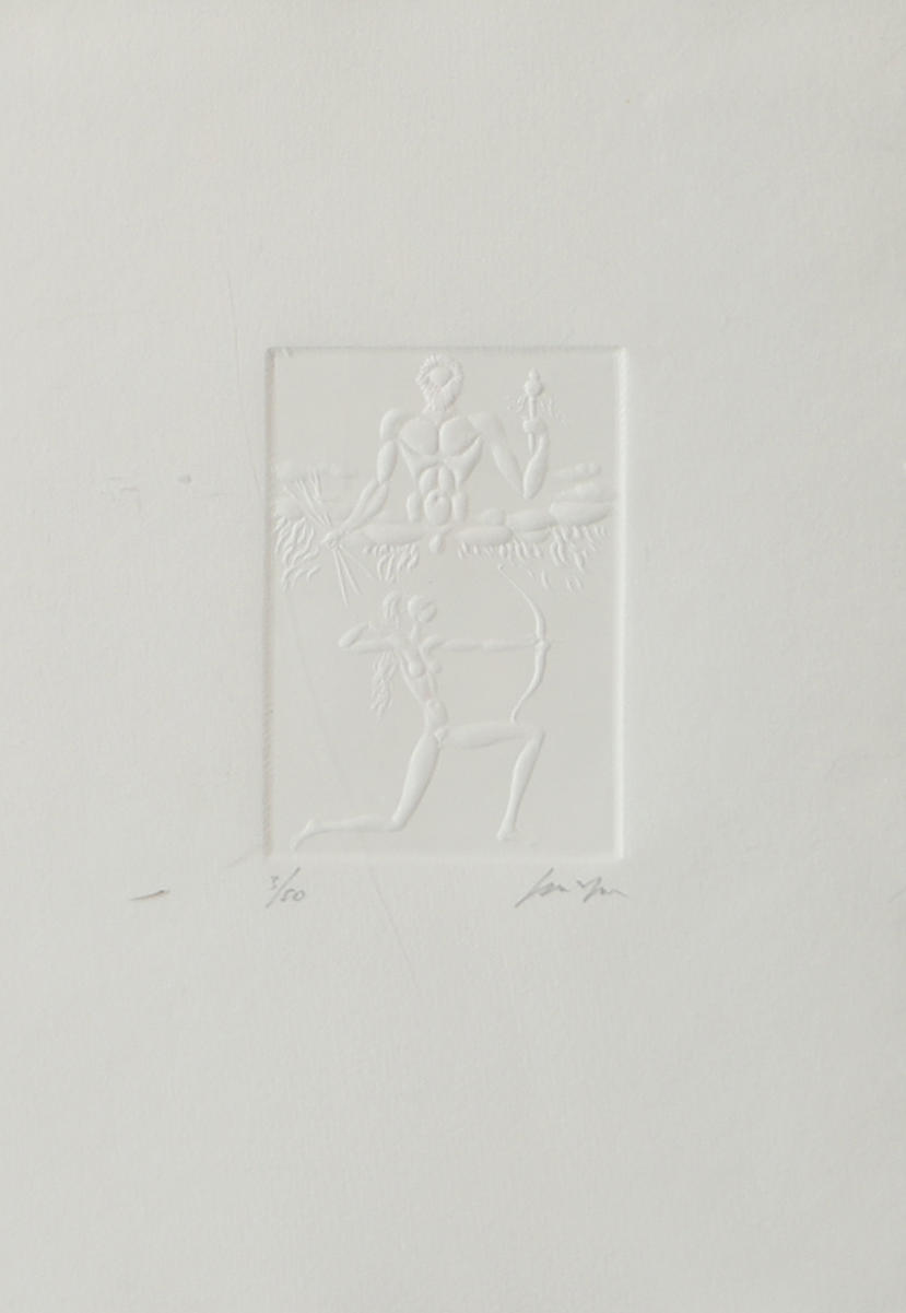 GINO SCARPA. Figures, relief engraving, signed.