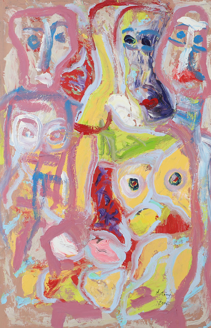 IMRE ANTONYI. Figures, oil on panel, signed Antonyi.