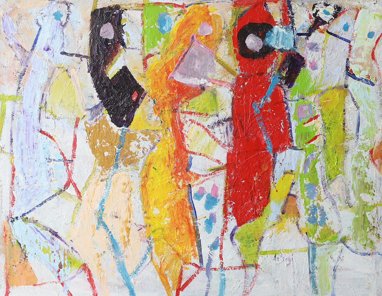 IMRE ANTONYI. Figures, oil on panel, signed Antonyi.