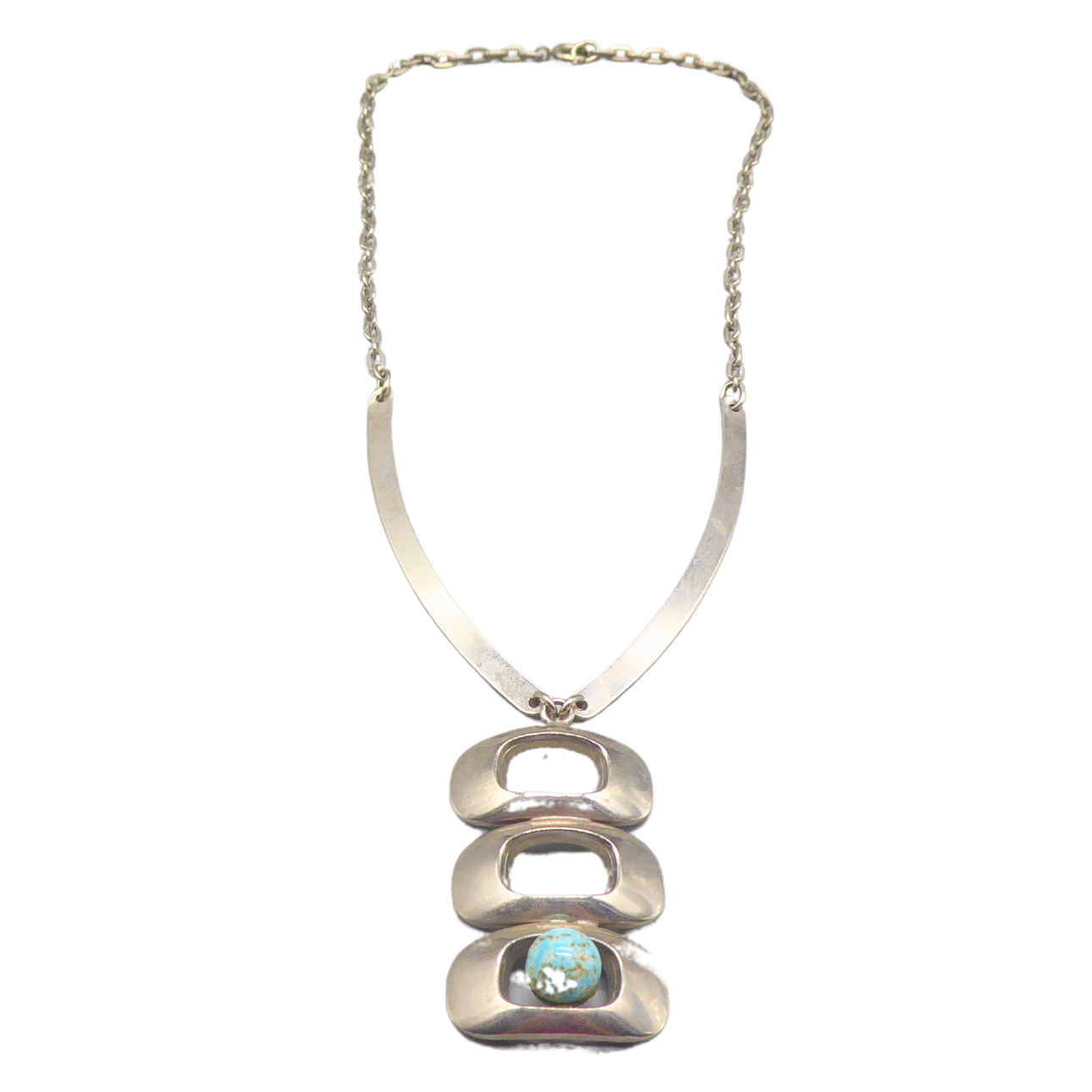 925 SILVER NECKLACE WITH TURQUOISE.