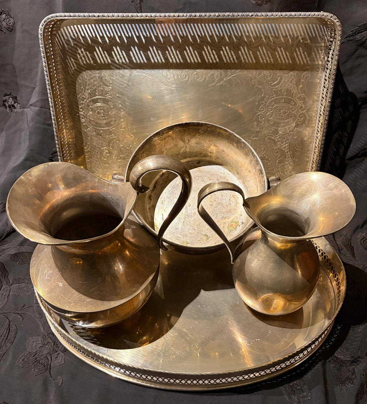 Various silvery metal items, 20th Century.