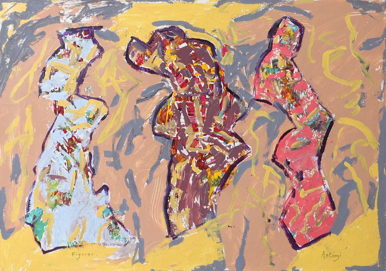 IMRE ANTONYI. Composition, oil on cardboard, signed Antonyi.