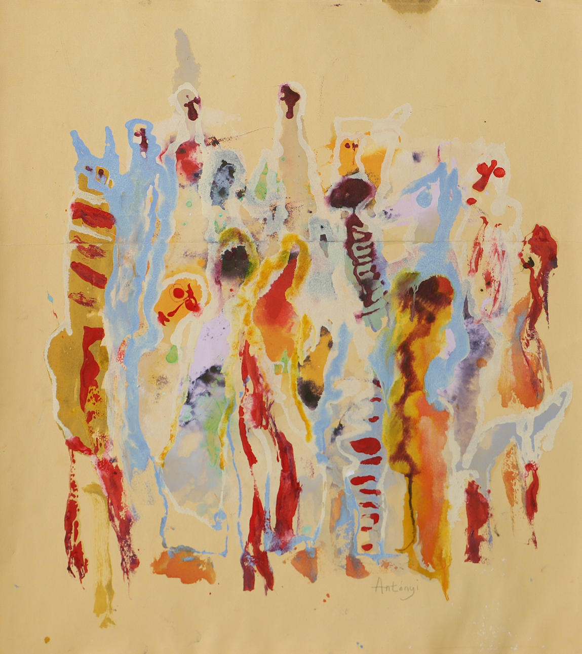 IMRE ANTONYI. Composition, oil on cardboard, signed Antonyi.