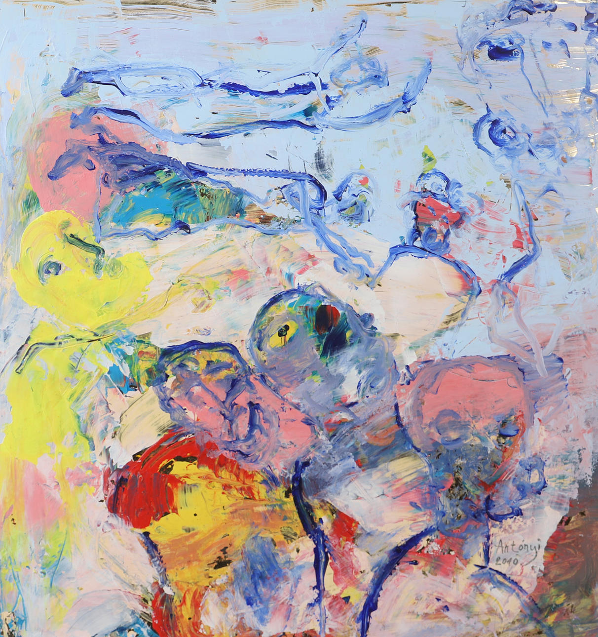 IMRE ANTONYI. Composition, oil on cardboard, signed Antonyi.