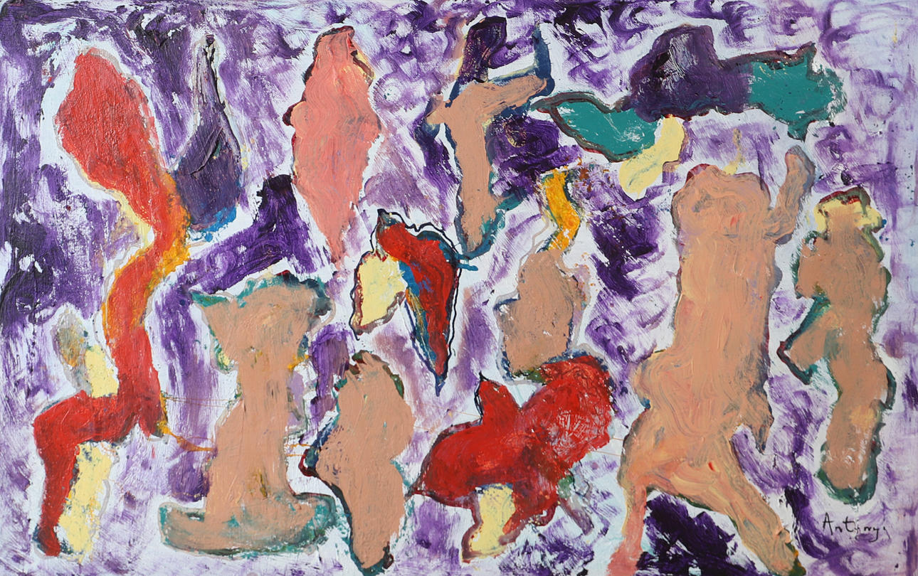 IMRE ANTONYI. Figures, oil on canvas, signed Antonyi.