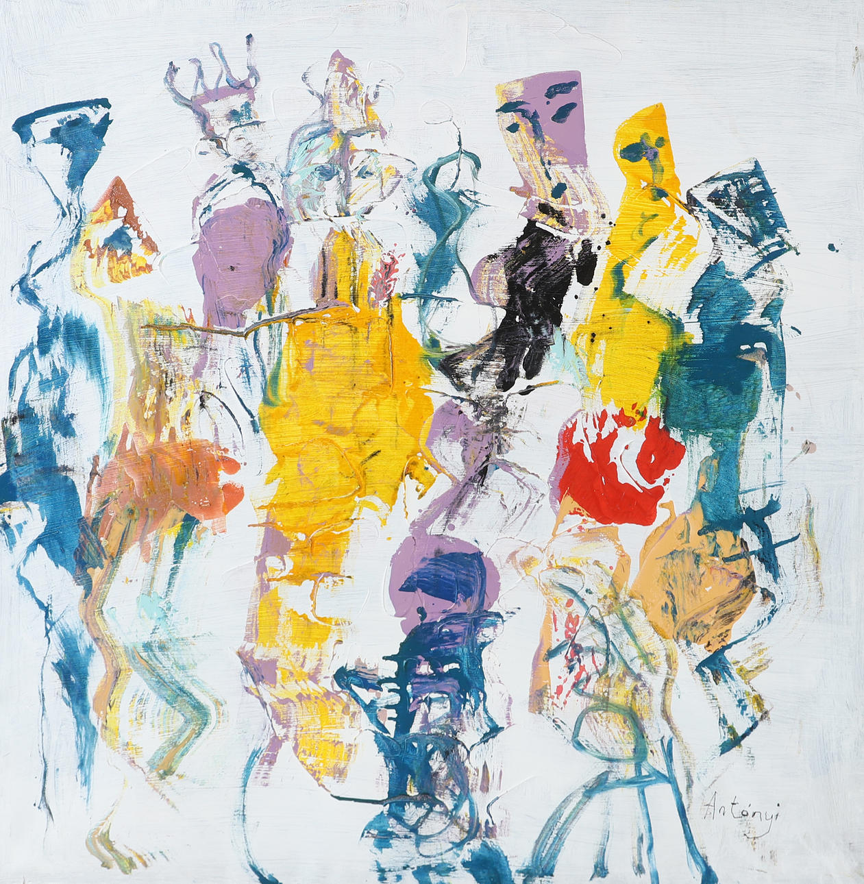 IMRE ANTONYI. Figures, oil on canvas, signed Antonyi.