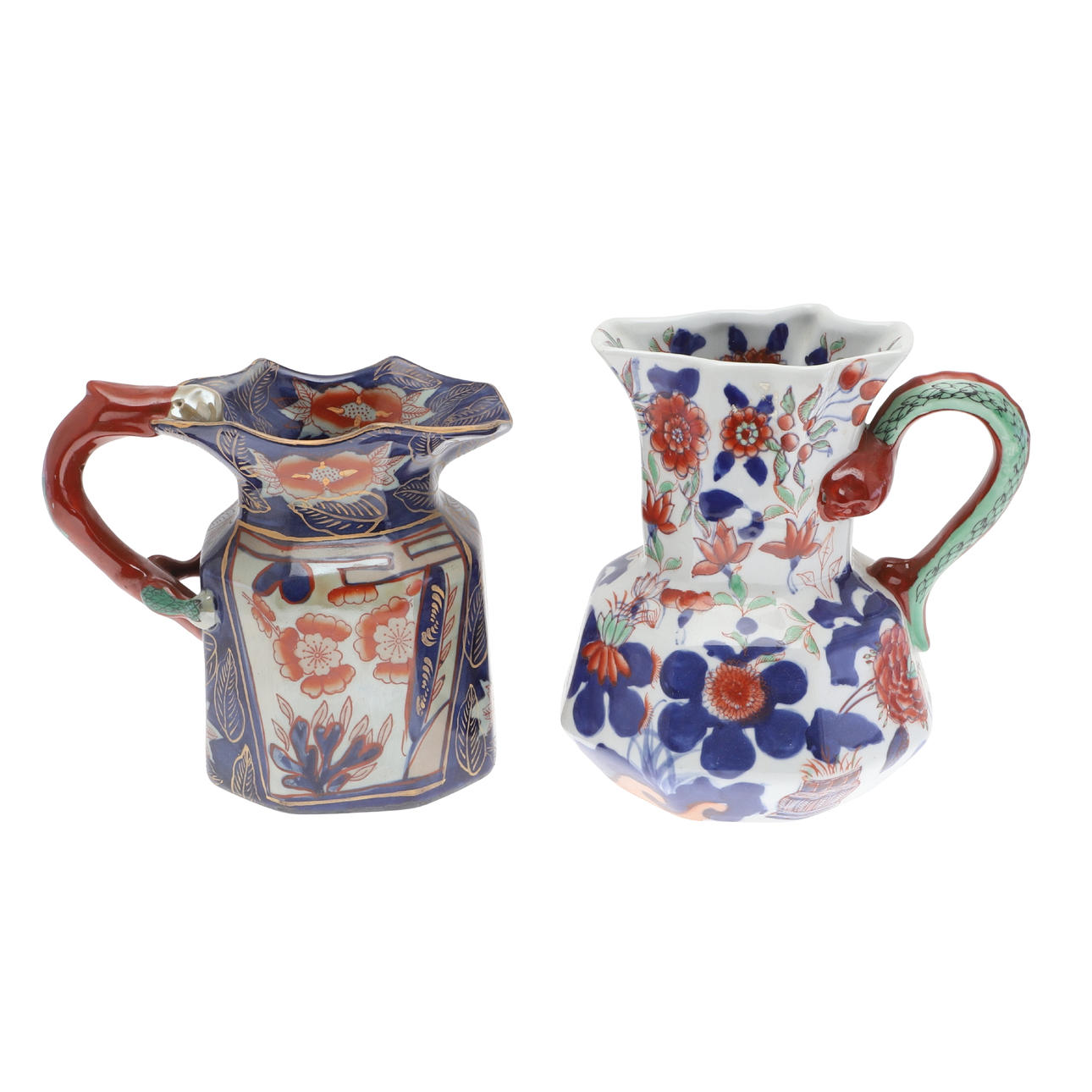 TWO VICTORIAN IRONSTONE JUGS.