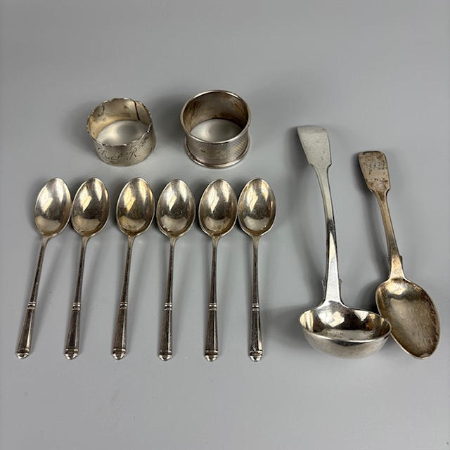 SILVER COFFEE SPOONS AND OTHERS.