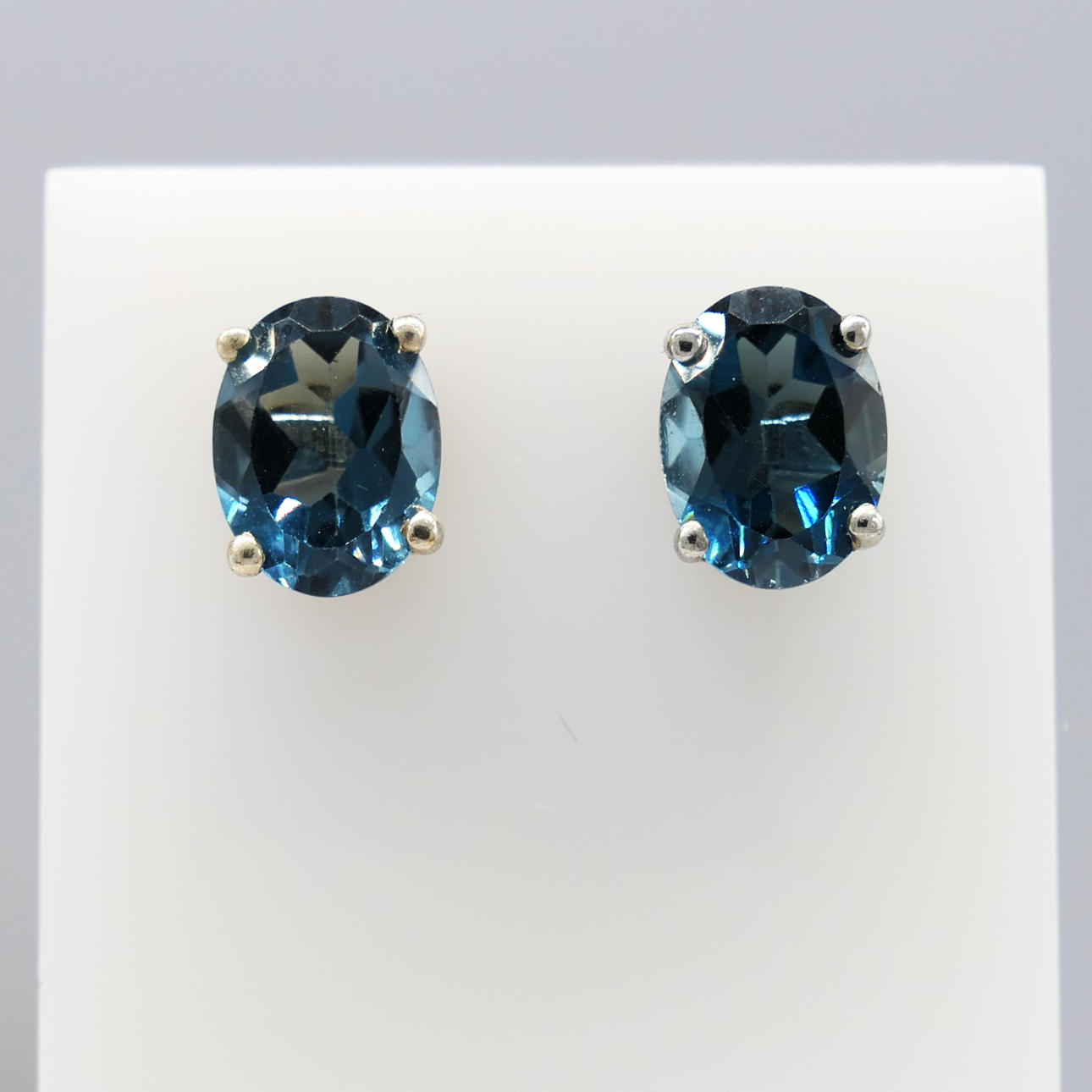 NATURAL LONDON BLUE TOPAZ studs.