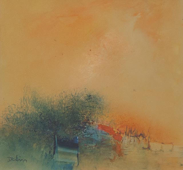 ROLF DALIN (FÖDD 1934). Landscape, mixed media, signed.