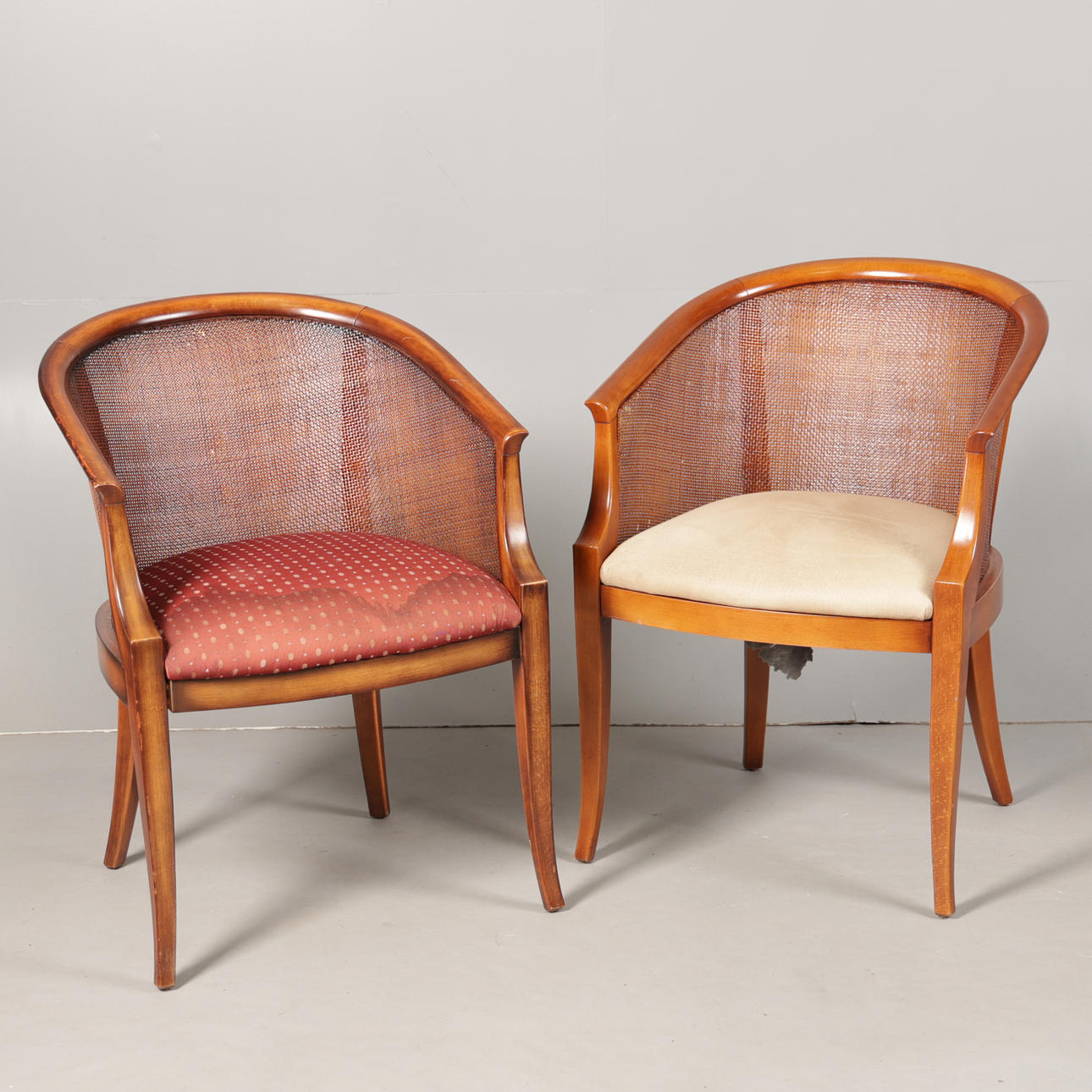 TWO CANE ARMCHAIRS (2).