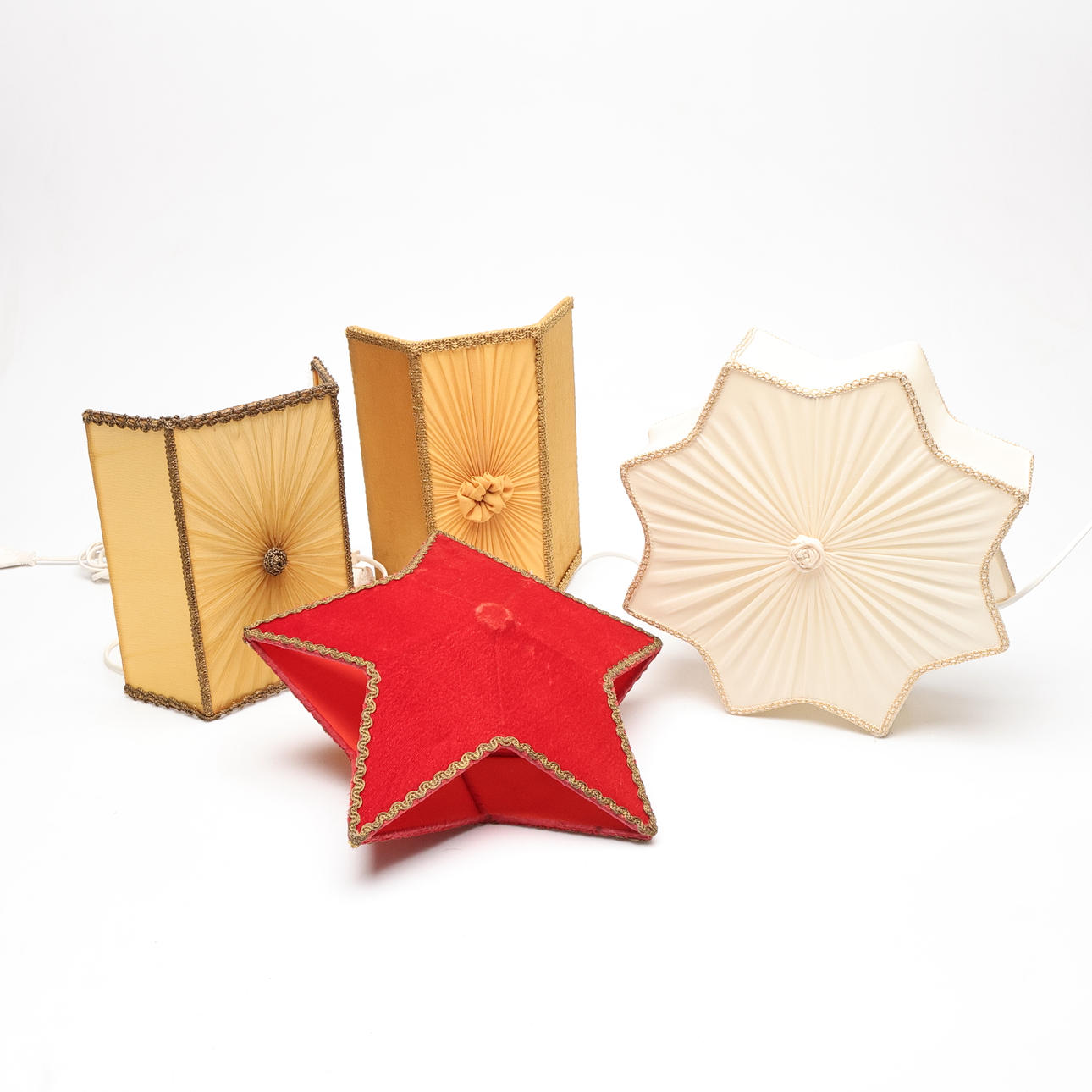 LAMPS, 4 pcs, with pleated textile shade.