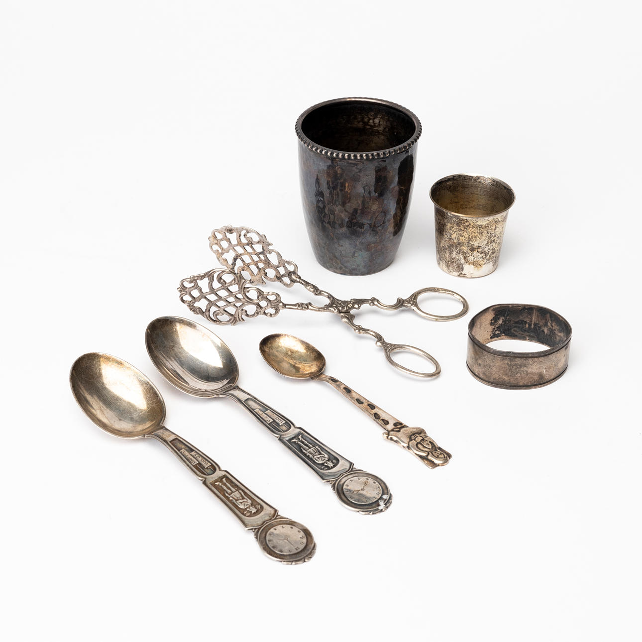 MISCELLANEOUS SILVER, 7 pieces, blue GEWE, 1967.