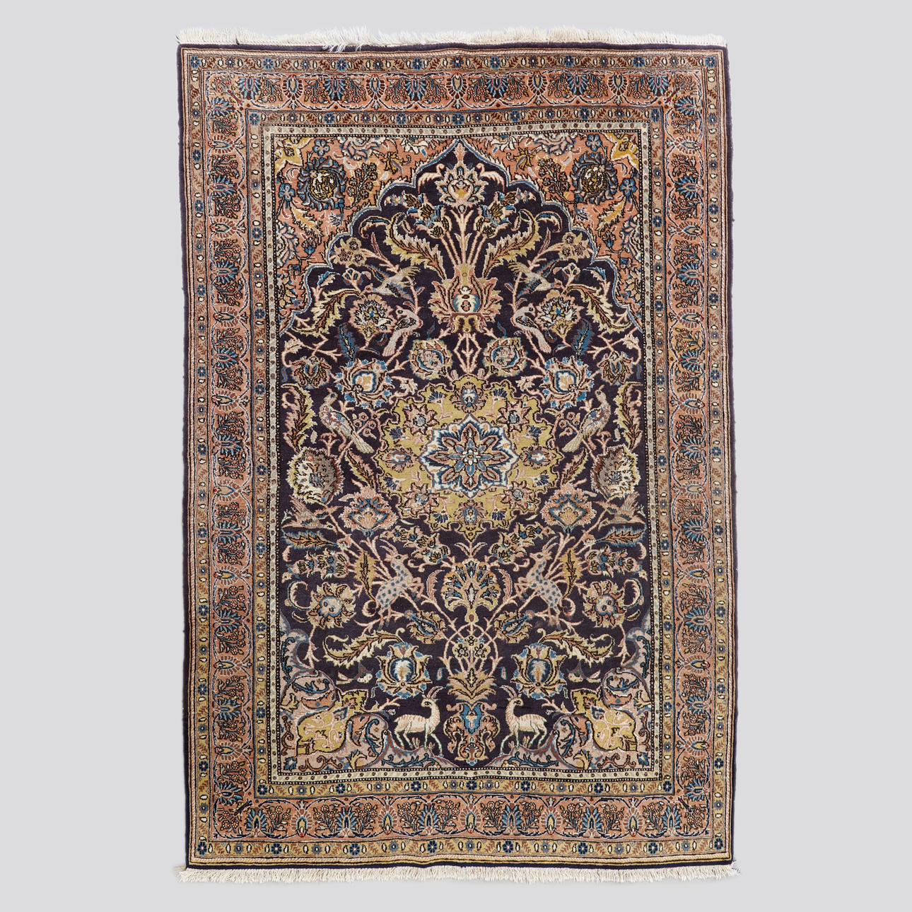 A CARPET, Ghom, 215 x 141 cm.