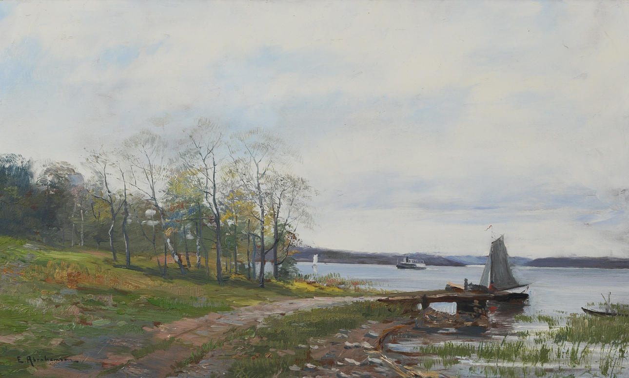 ERIK ABRAHAMSSON. Seascape, oil on panel, signed.