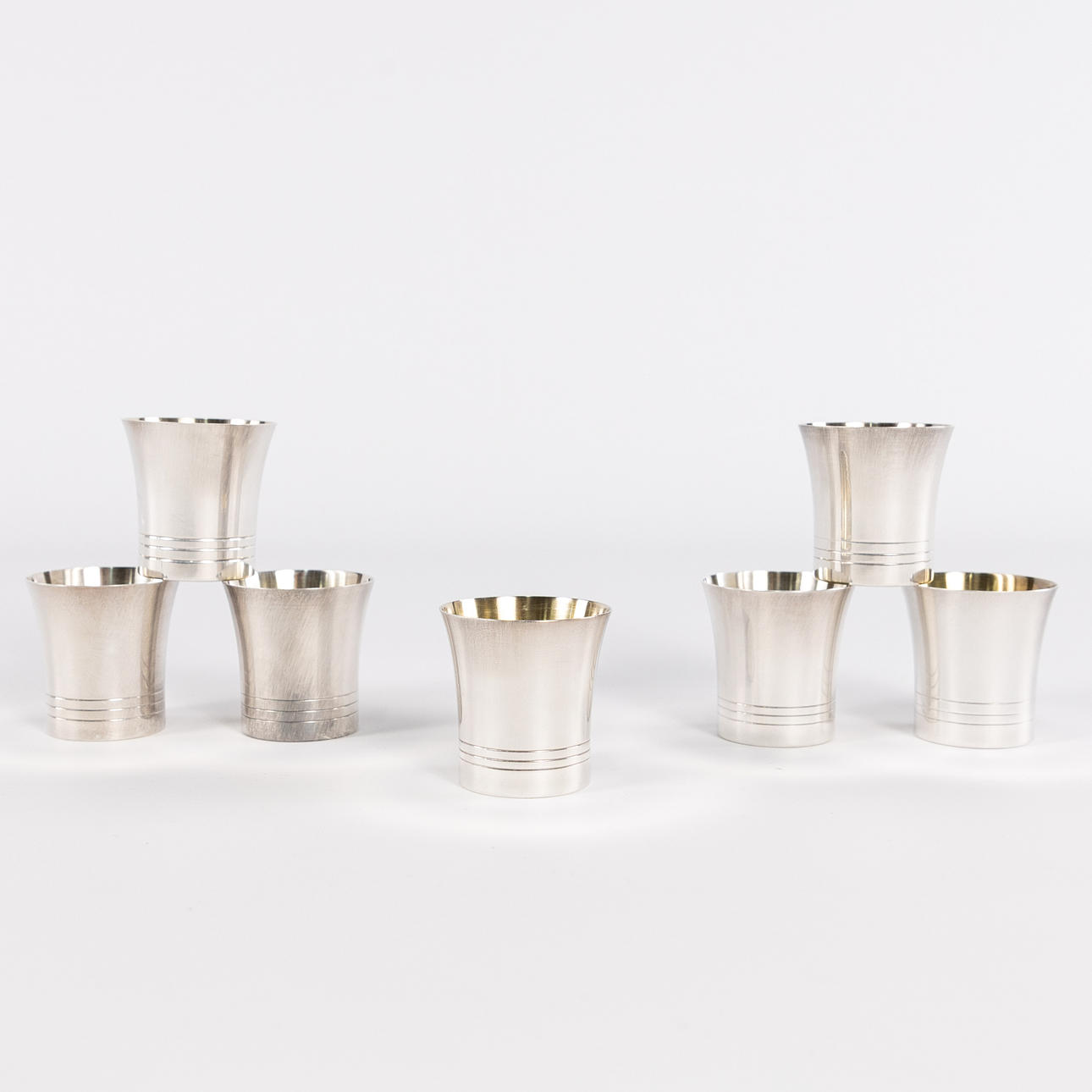 SOUP CUPS. 7 pcs, silver, GAB, height 5 cm.