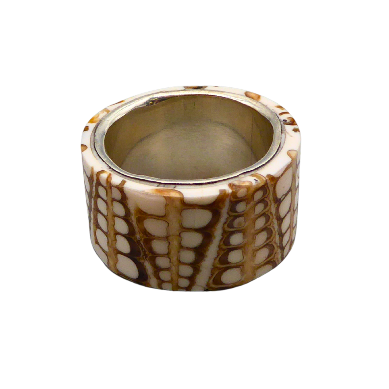 925 SILVER RING - SHELL RING WITH CONUS SNAIL PATTERN.