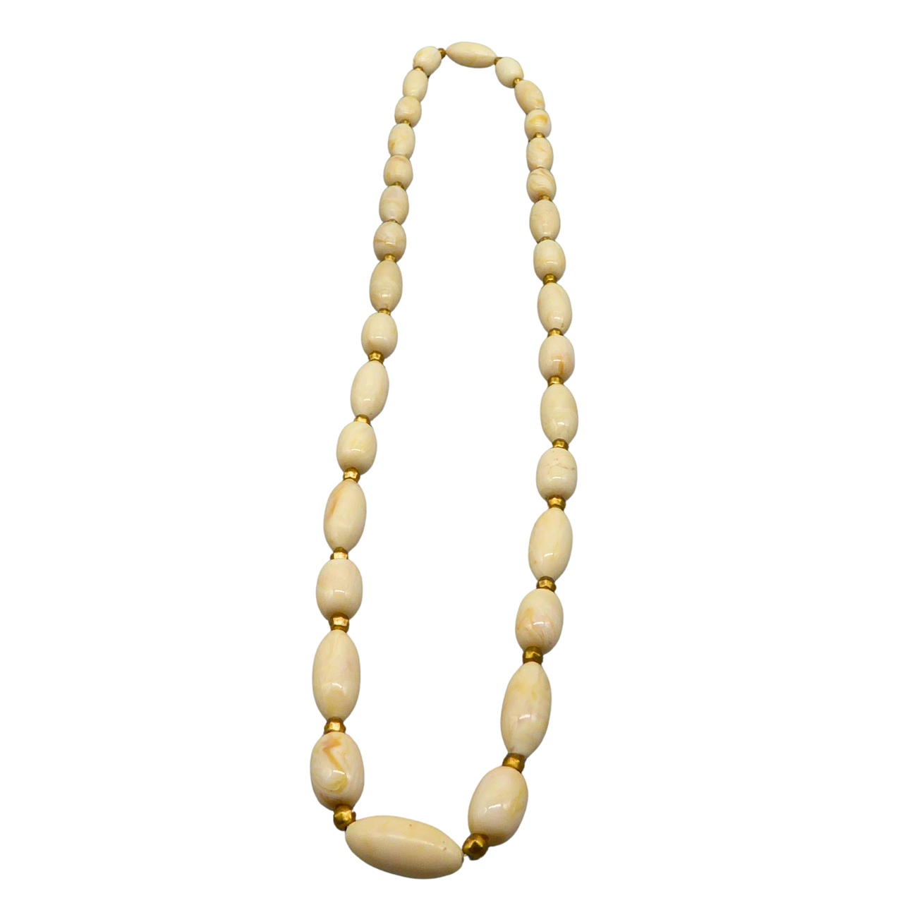 ENDLESS NECKLACE WITH OLIVE-SHAPED PEARLS.