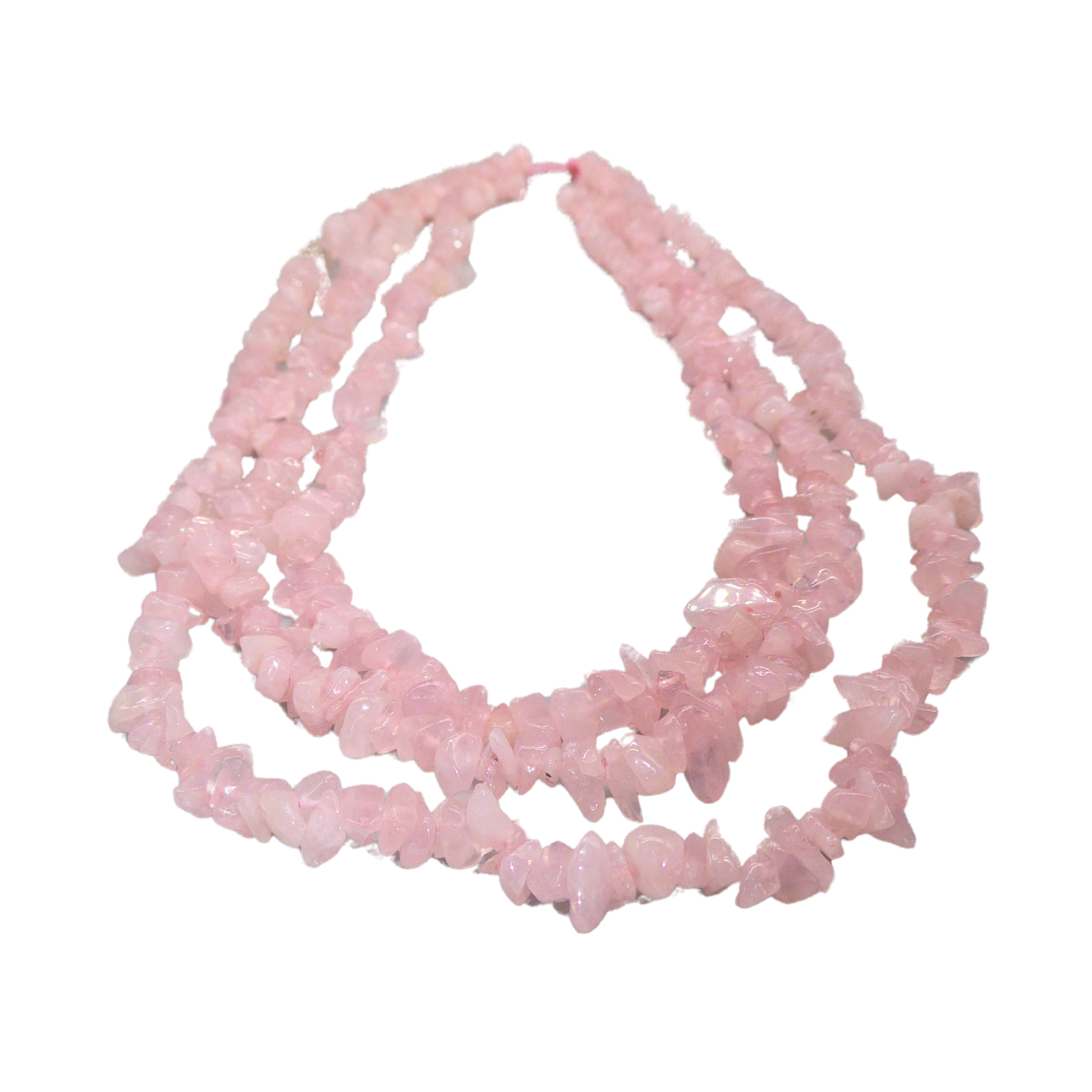3 - STRAND ROSE QUARTZ SPLINTER NECKLACE.
