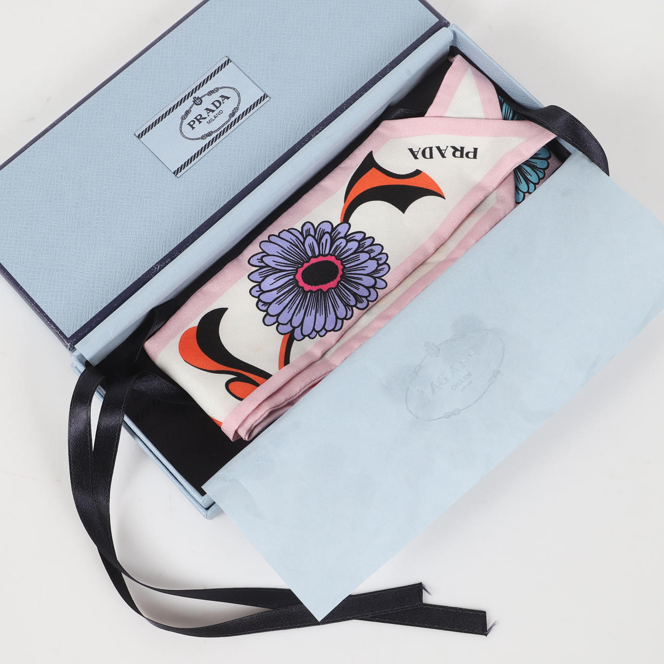 PRADA. Scarf, s. k. twilly, silk, Milan.