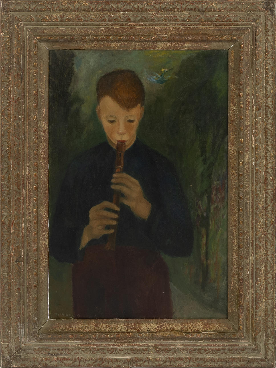 BETH ZEEH. Flute-playing boy, oil on canvas.