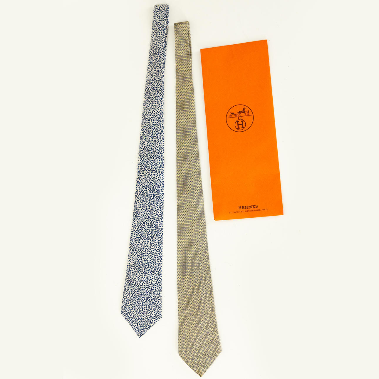HERMÈS. Two ties, silk, France (2).