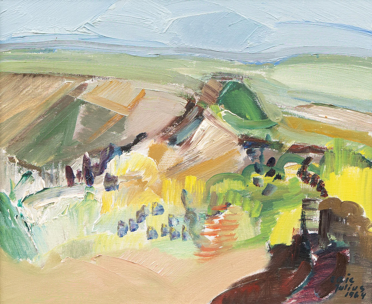 ERIC JULIUS. “Grustaget”, Ilstorp, oil on canvas, signed and dated 1964.