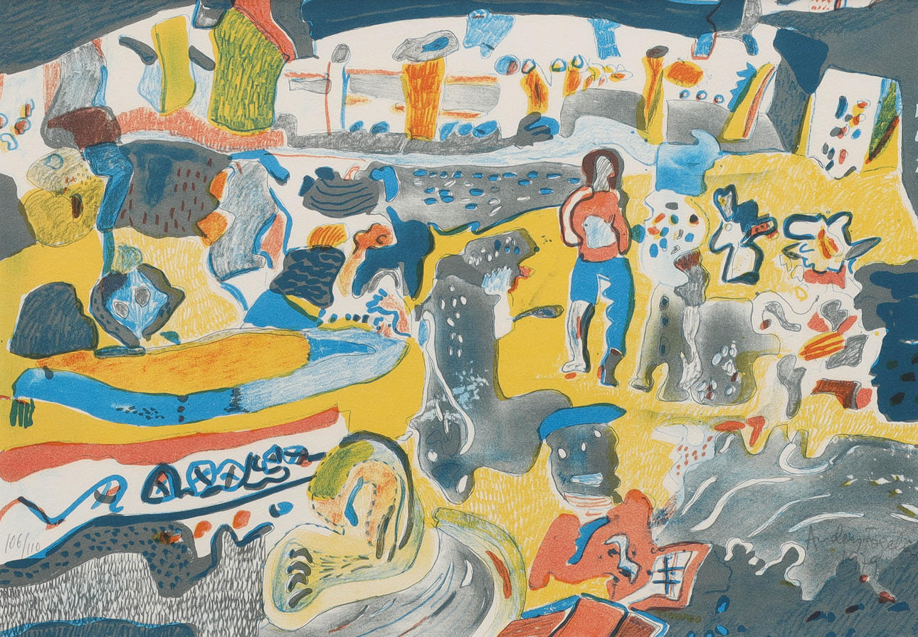 ANDERS FOGELIN. lithograph in colours, composition, numbered 106/110, signed, dated 1979.